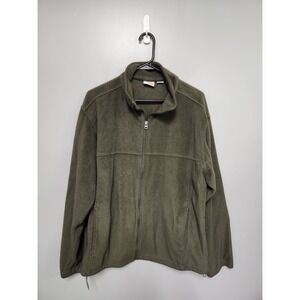 Men's  Bass Pro Shop Fleece Full Zip Up Jacket Green Pockets Large